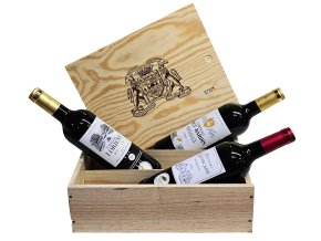medailova vina z bordeaux drevena kazeta 3x0 75l