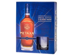 Metaxa 12* + 2 skleničky, Gift Box, 40%, 0,7l