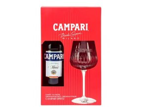 Campari Bitter + sklenice, 25%, 0,7l