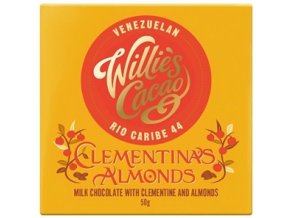 Willies Cacao Willie's Cacao Čokoláda CLEMENTINA'S ALMONDS Mléčná čokoláda s klementinkou a mandlemi,50g