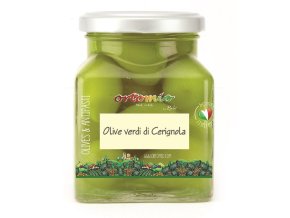 Ortomio Zelené olivy Bella di Cerignola s peckou, 314 ml/280 g