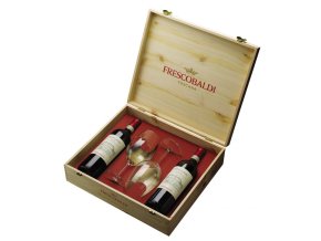 Frescobaldi Castiglioni Chianti 2023 + 2 sklenice, dřevěný box, 2x0,75l