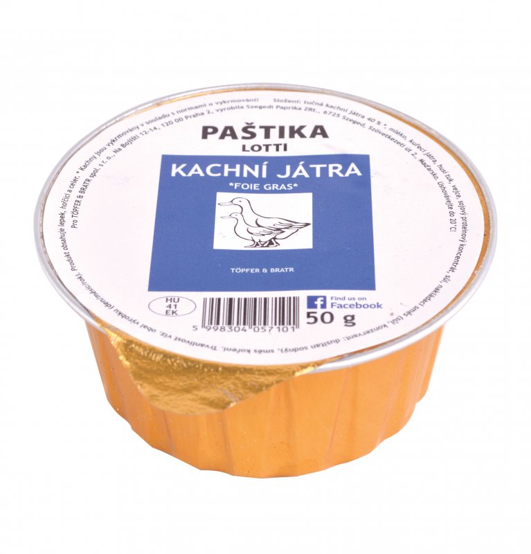 Töpfer & Bratr Paštika "Lotti" z kachních jater Foie Gras 40%, Töpfer, 50g
