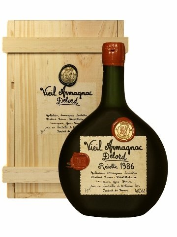 ARMAGNAC DELORD MILLÉSIMÉS 1986 40% 0,7 (Dřevěný obal)