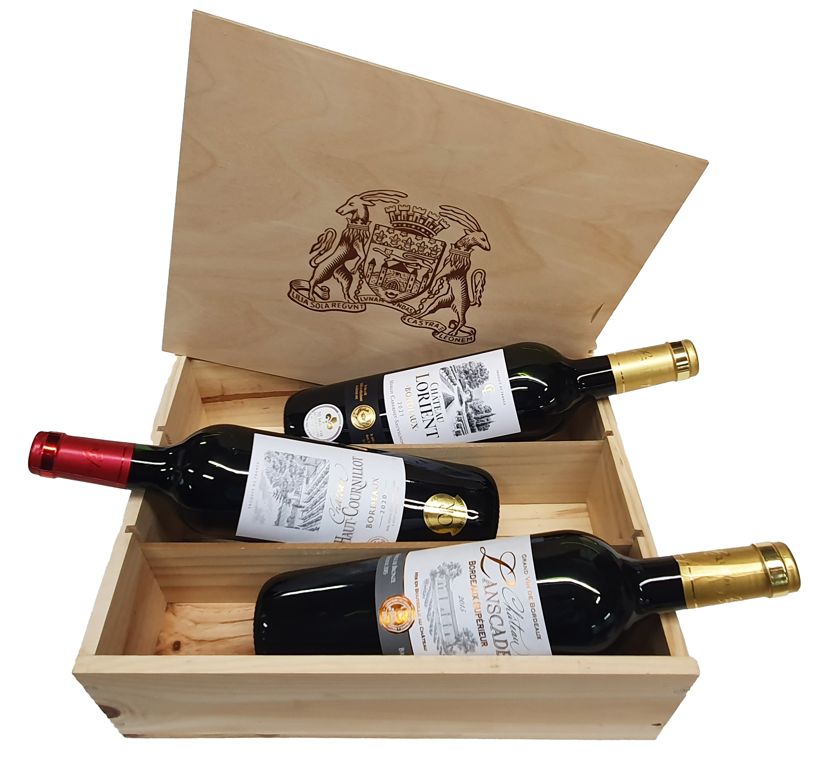 Grands Vins de Bordeaux Medailová vína z Bordeaux, dřevěná kazeta, 3x0,75l