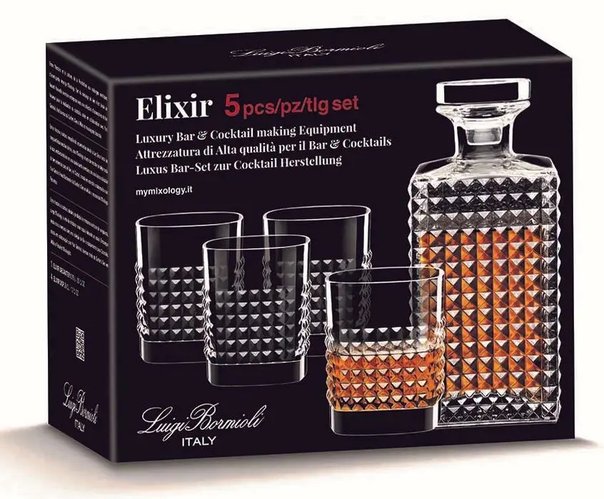 Elixir whisky set, Luigi Bormioli, 4+1ks