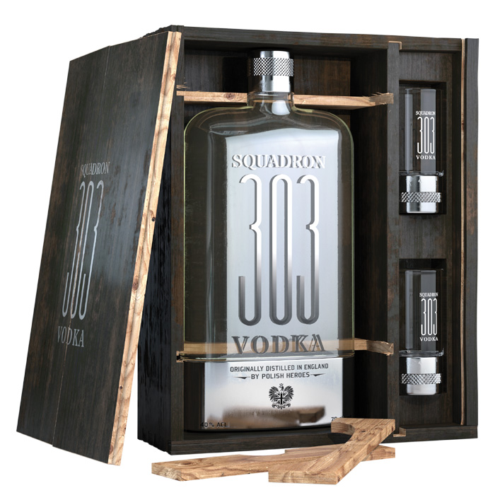 Squadron 303 Vodka 40% 0,7 l (dárková kazeta 2 skleničky)