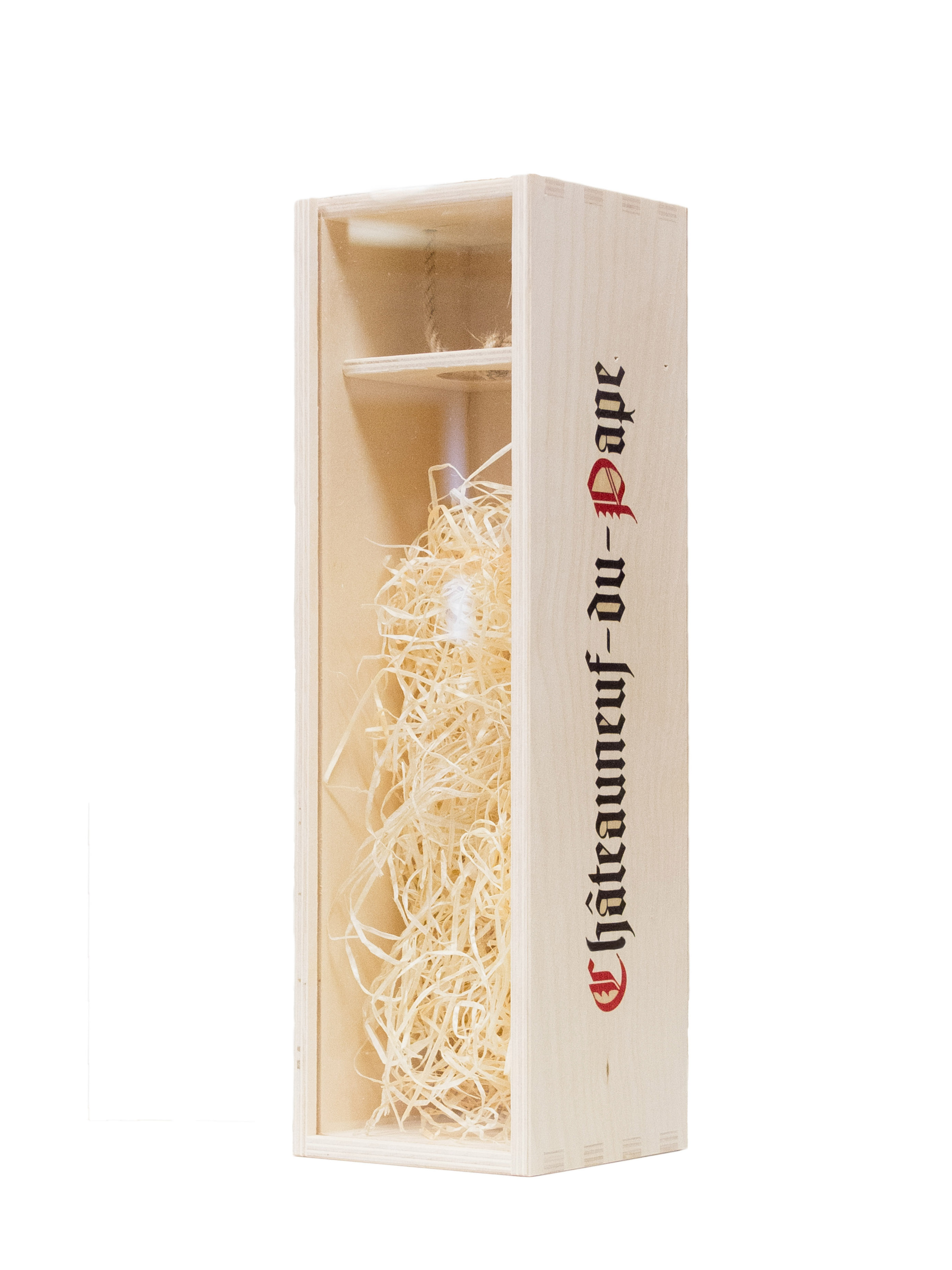 Dřevěná kazeta na víno s průhledným víkem - Châteauneuf-du-Pape