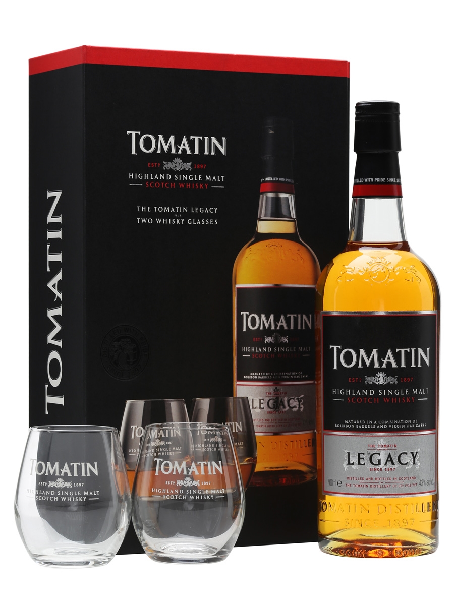 Tomatin Legacy + 2 skleničky, Gift Box, 43%, 0,7l