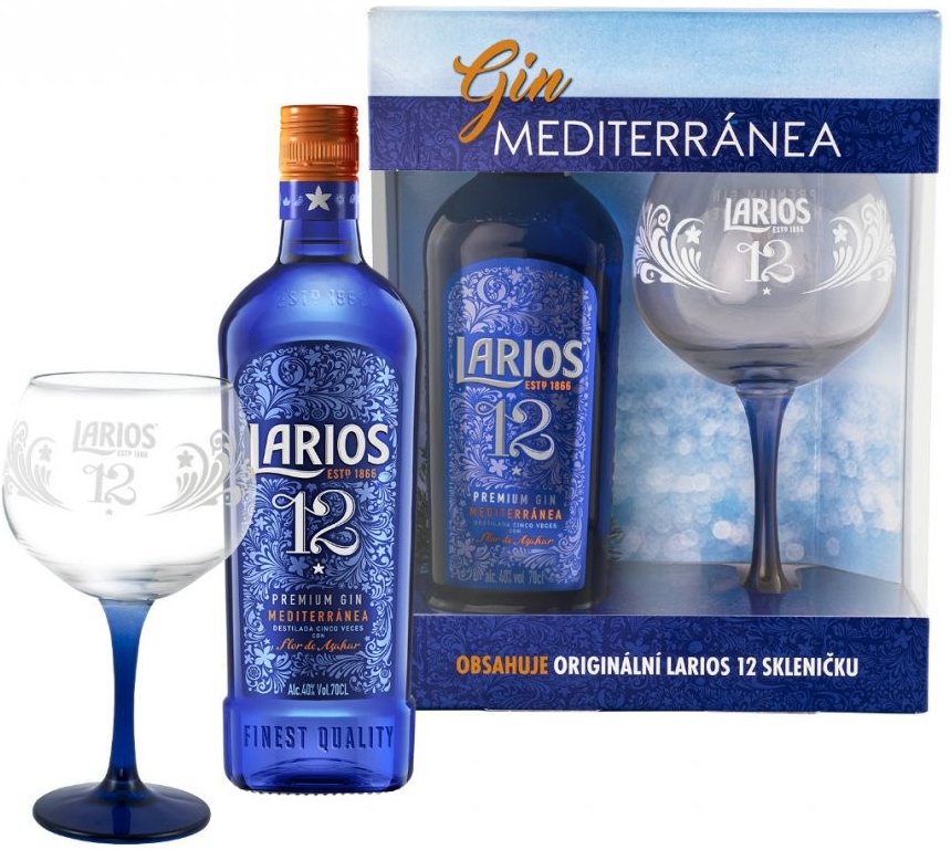 Larios 12 Premium Gin + sklenice 40% 0,7l (dárkové balení sklenice)
