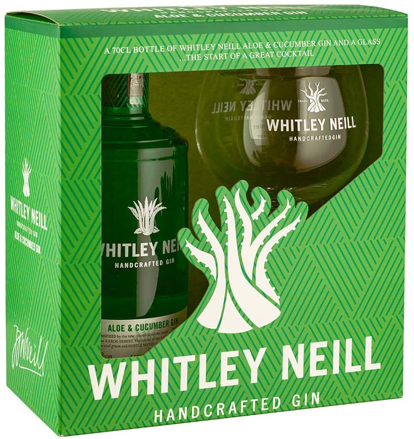Whitley Neill Aloe & Cucumber gin + sklenička, Gift Box, 43%, 0,7l