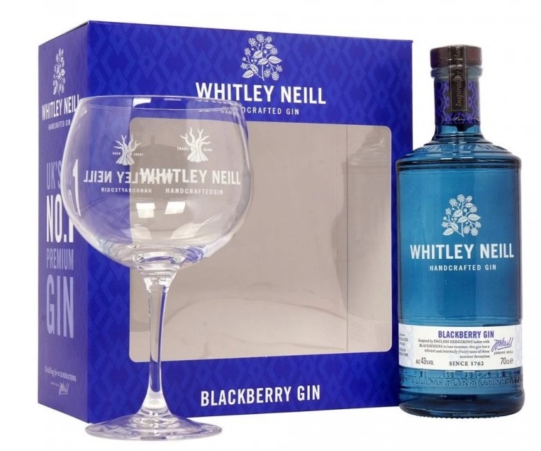 Whitley Neill Blackberry gin + sklenička, Gift Box, 43%, 0,7l