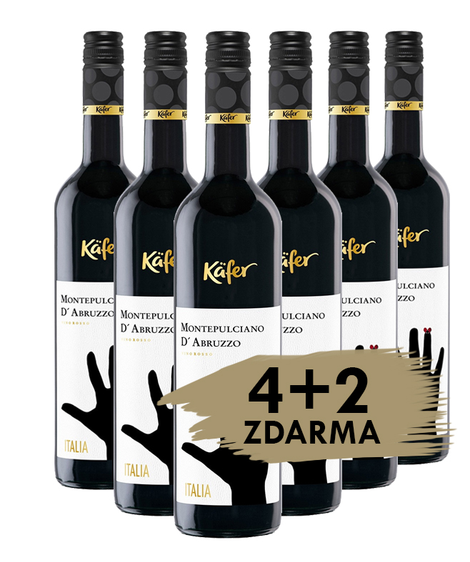 Käfer Montepulciano D´ Abruzo, 4+2 zdarma, 6x0,75l