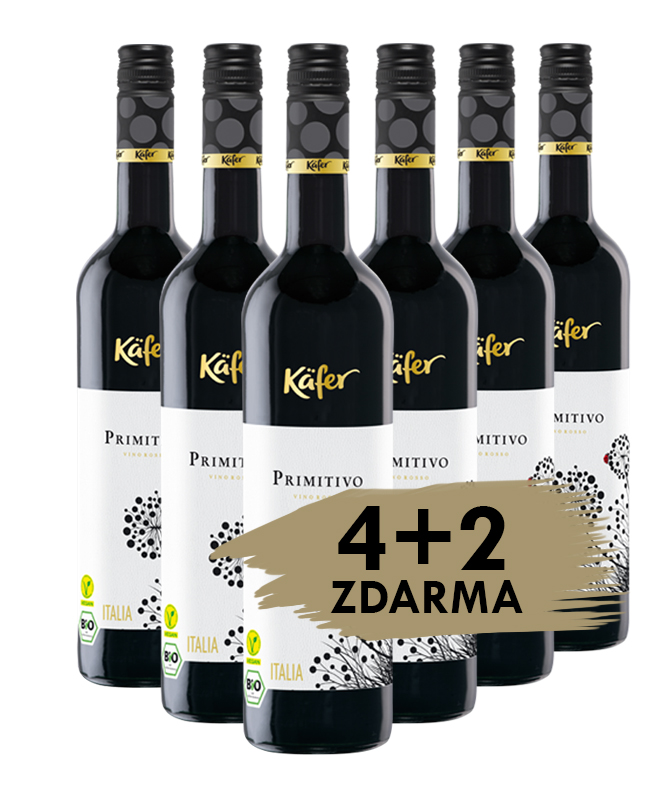 Käfer Primitivo BIO Vegan Puglia, 4+2 zdarma, 6x0,75l