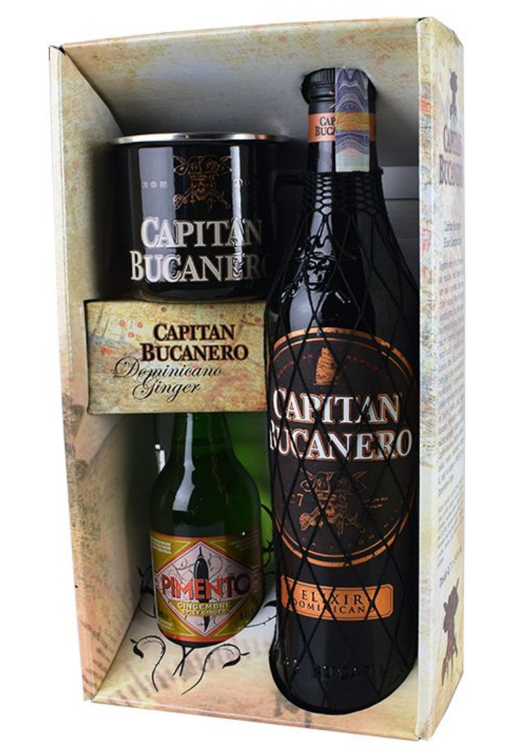 Bucanero Elixír 7y 34% 0,7 l (dárkové balení plecháček a limonáda)