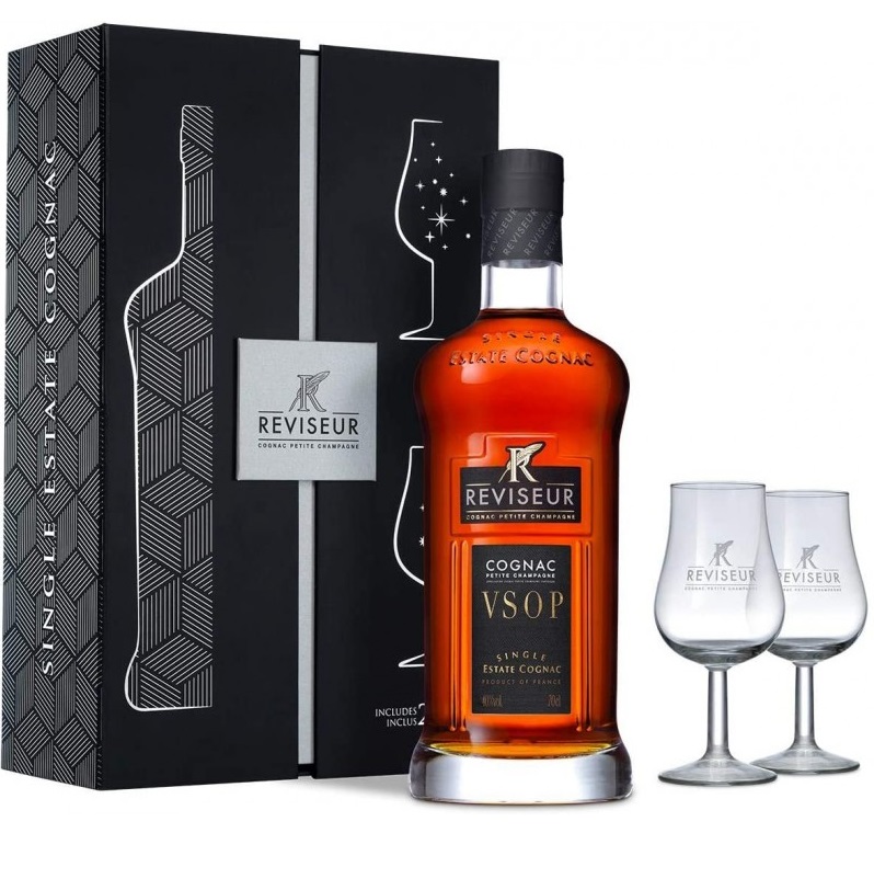 Reviseur VSOP Single Estate Cognac, dárkové balení + 2 skleničky, 40%, 0,7l (dárkové balení 2 sklenice)