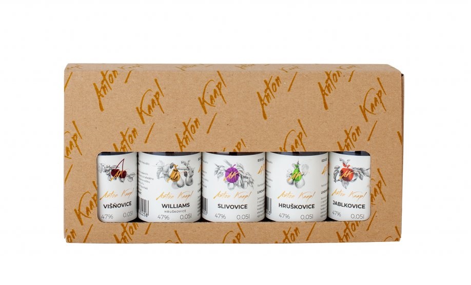 Anton Kaapl Přírodní dárkové balení krabička - slivovice, jablkovice, hruškovice, višňovi
