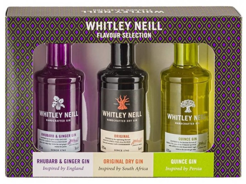 Whitley Neill Flavoured Tasting Gift Pack Gins, 43%, 3x0,05l
