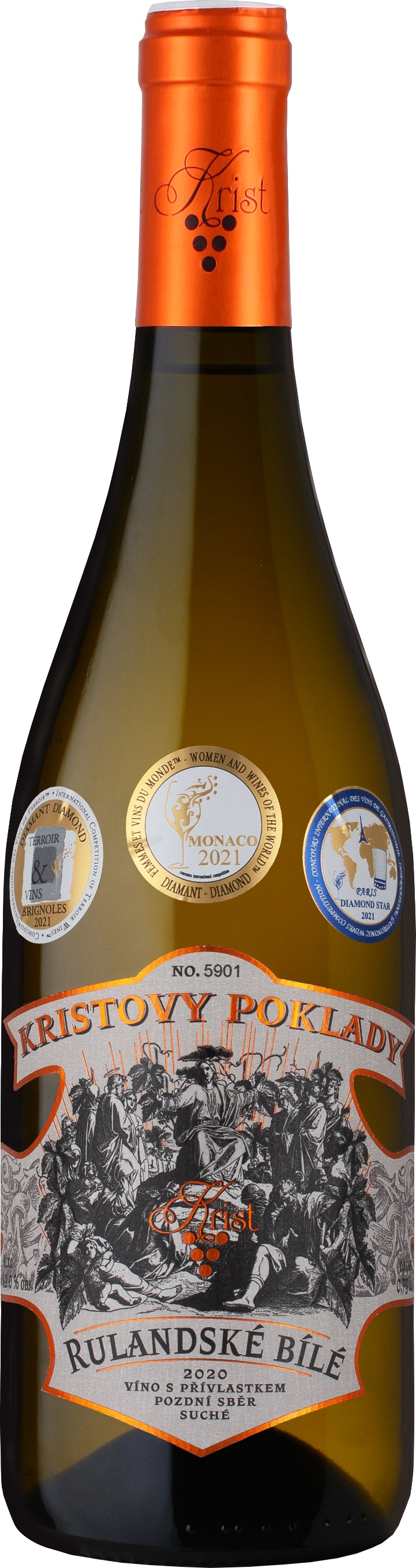 Vinařství Krist Rulandské bílé, 2020, Kristovy poklady, pozdní sběr, suché, Krist, 0,75l