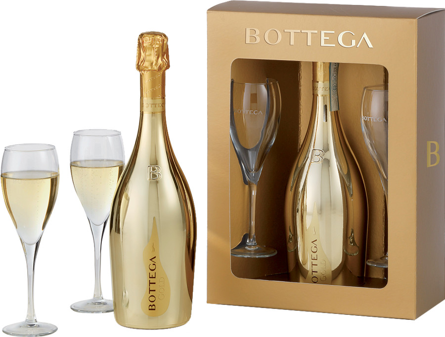 Bottega Gold Prosecco Spumante Brut DOC + 2 sklenice, 0,75l