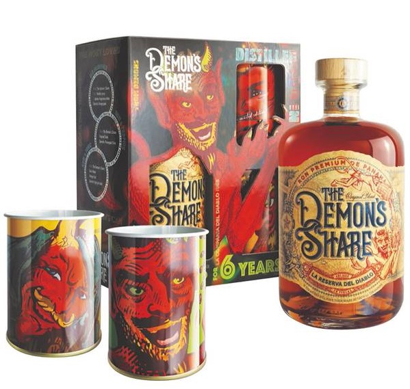 Bodegas de America, S.A. The Demon's Share + 2 hrnky, Gift Box, 40%, 0,7l