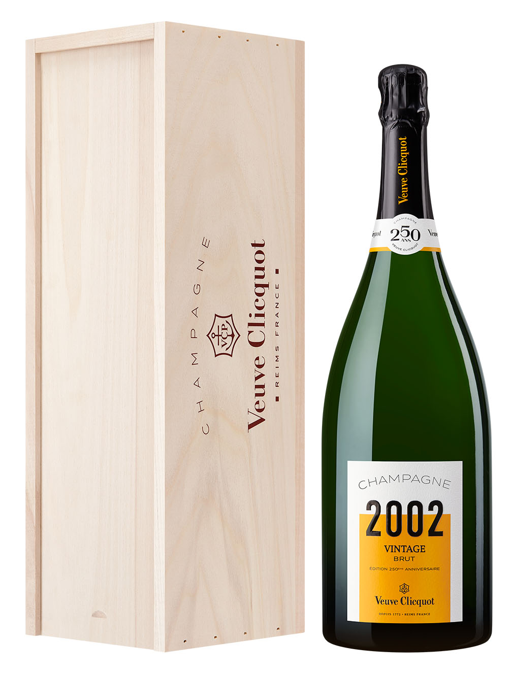 Veuve Clicquot Ponsardin Vintage 2002 (1,5l) 250th Anniversary v dřevěné krabici