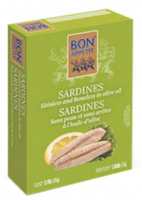 Sardinky bez kostí a kůže v olivovém oleji, Bon Appetit, 105g