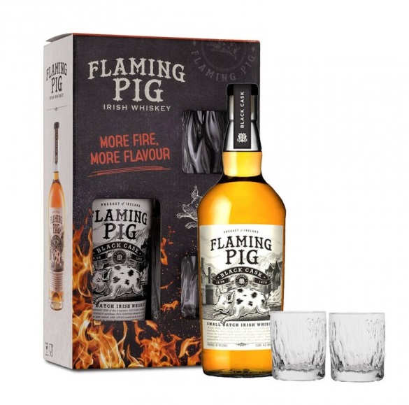 Flaming Pig Black Cask 0,7l 40% + 2x sklo