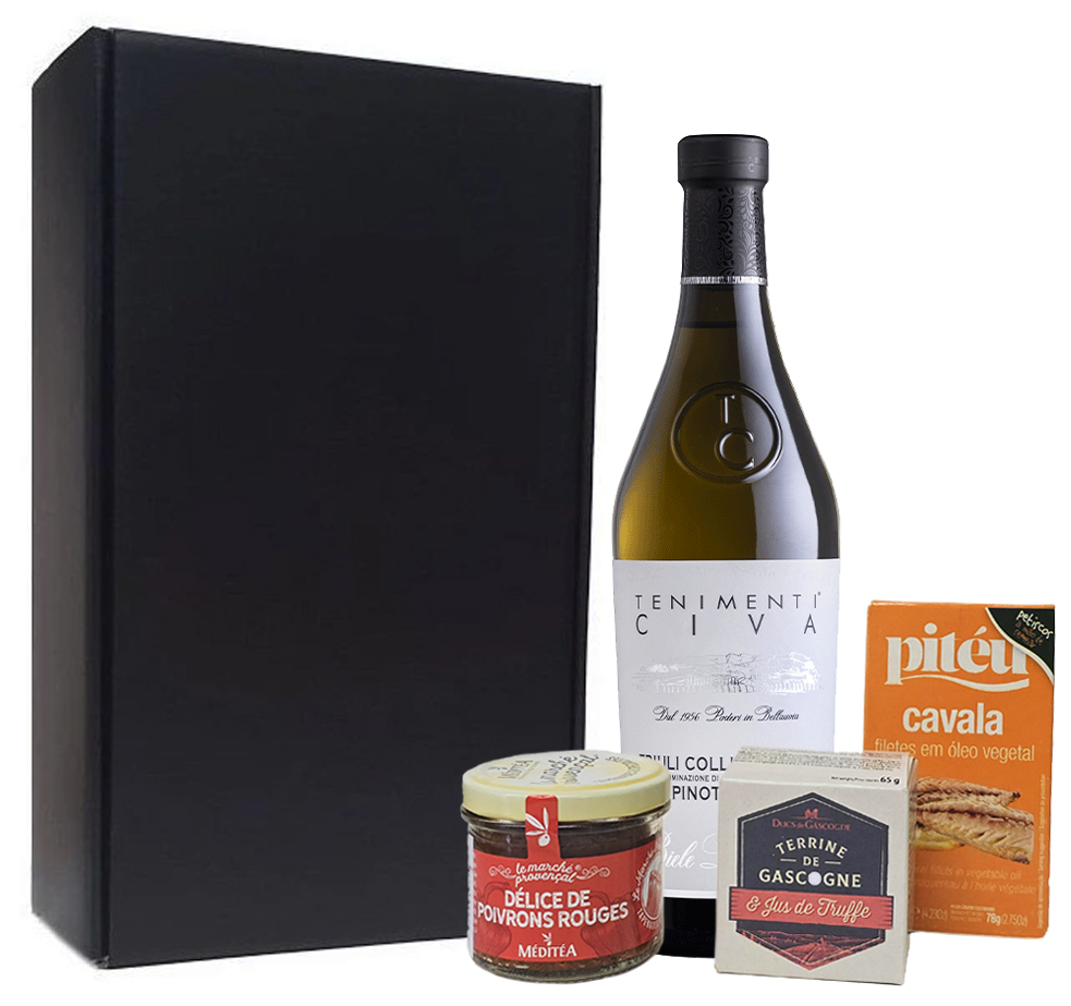 Dárková sada delikates s bílým vínem - Itálie