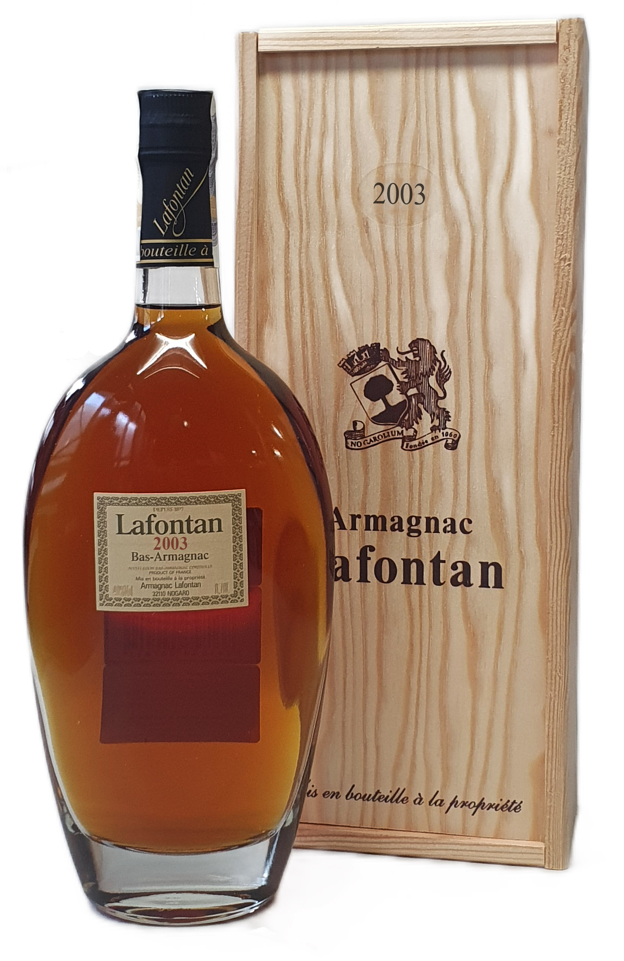 Armagnac Lafontan 2003 v dřevěné dárkové krabičce, 40%, 0,7l