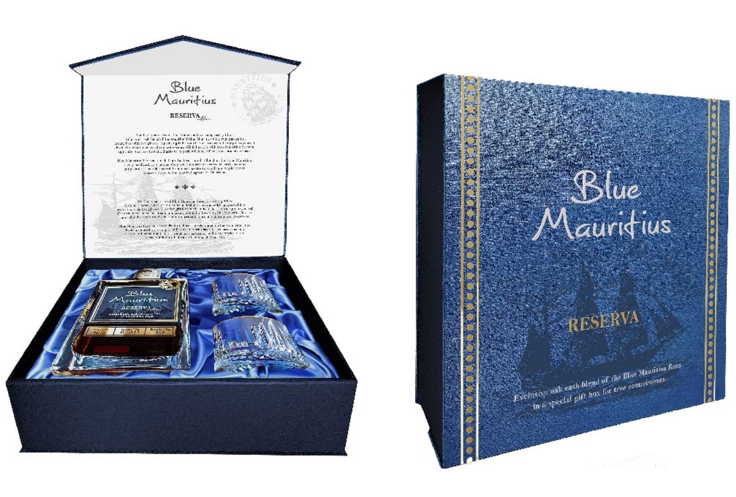 Blue Mauricius Blue Mauritius Reserva + 2 sklenice, Gift box, 40%, 0,7l