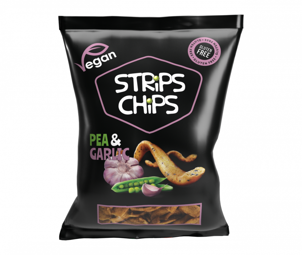 Strips Chips - Hrachové s česnekem, 80g