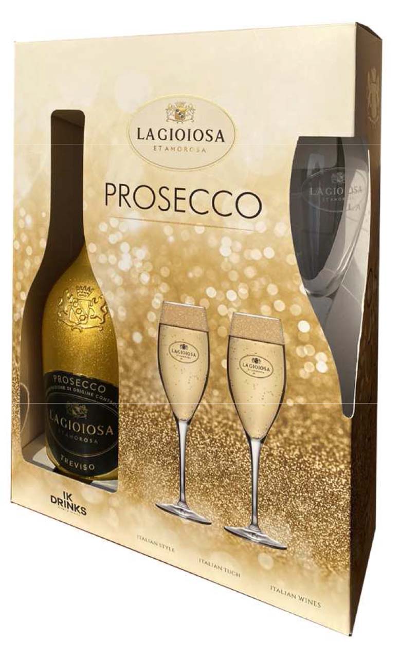 La Gioiosa Prosecco Brut Gold + 2 sklenice, Gift box, 0,75l