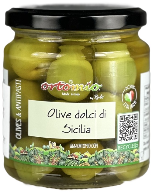 Ortomio Sicilské olivy s peckou ''Verdolina'', 314 ml/280 g
