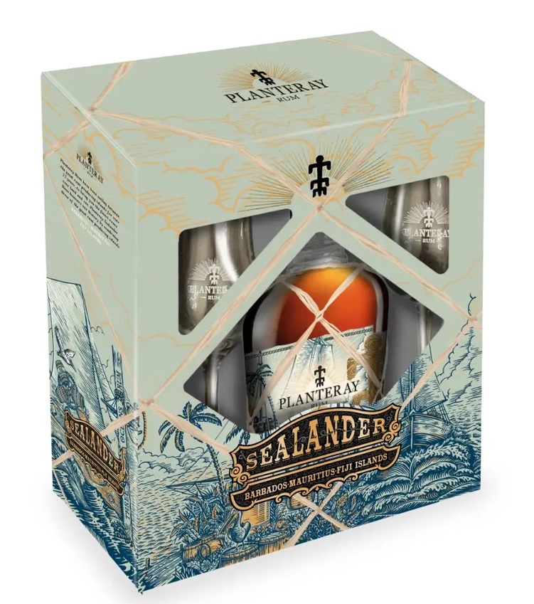 Planteray Sealander + 2 skla 40% 0,7l (dárkové balení 2 sklenice)