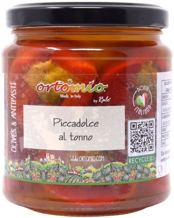 Ortomio ,,Piccadolce'' cherry papričky plněné krémem z tuňáka, 314 ml/280 g