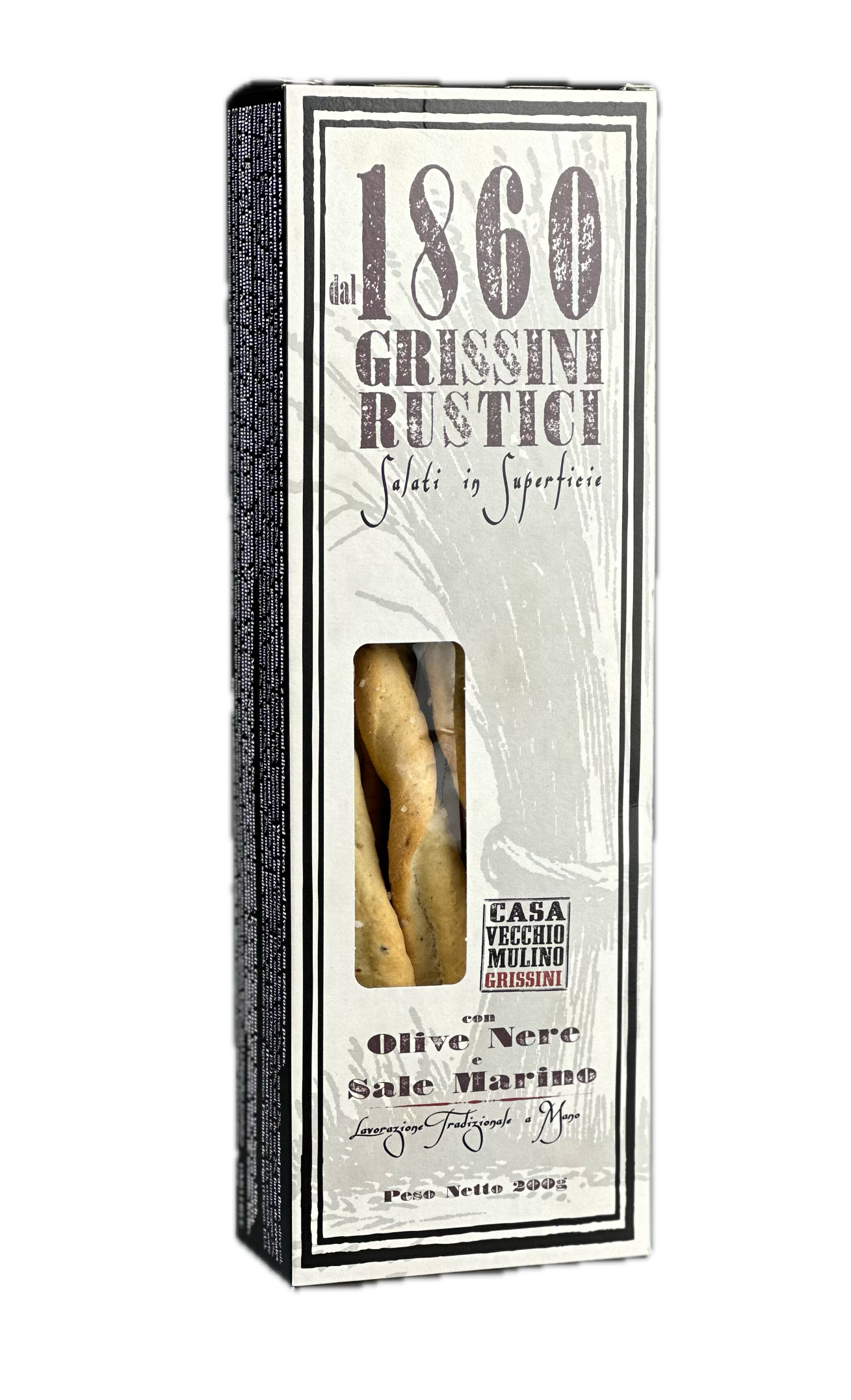 Casa Vecchio Mulino Rustikální tyčinky Grissini s olivami Riviera, 200g