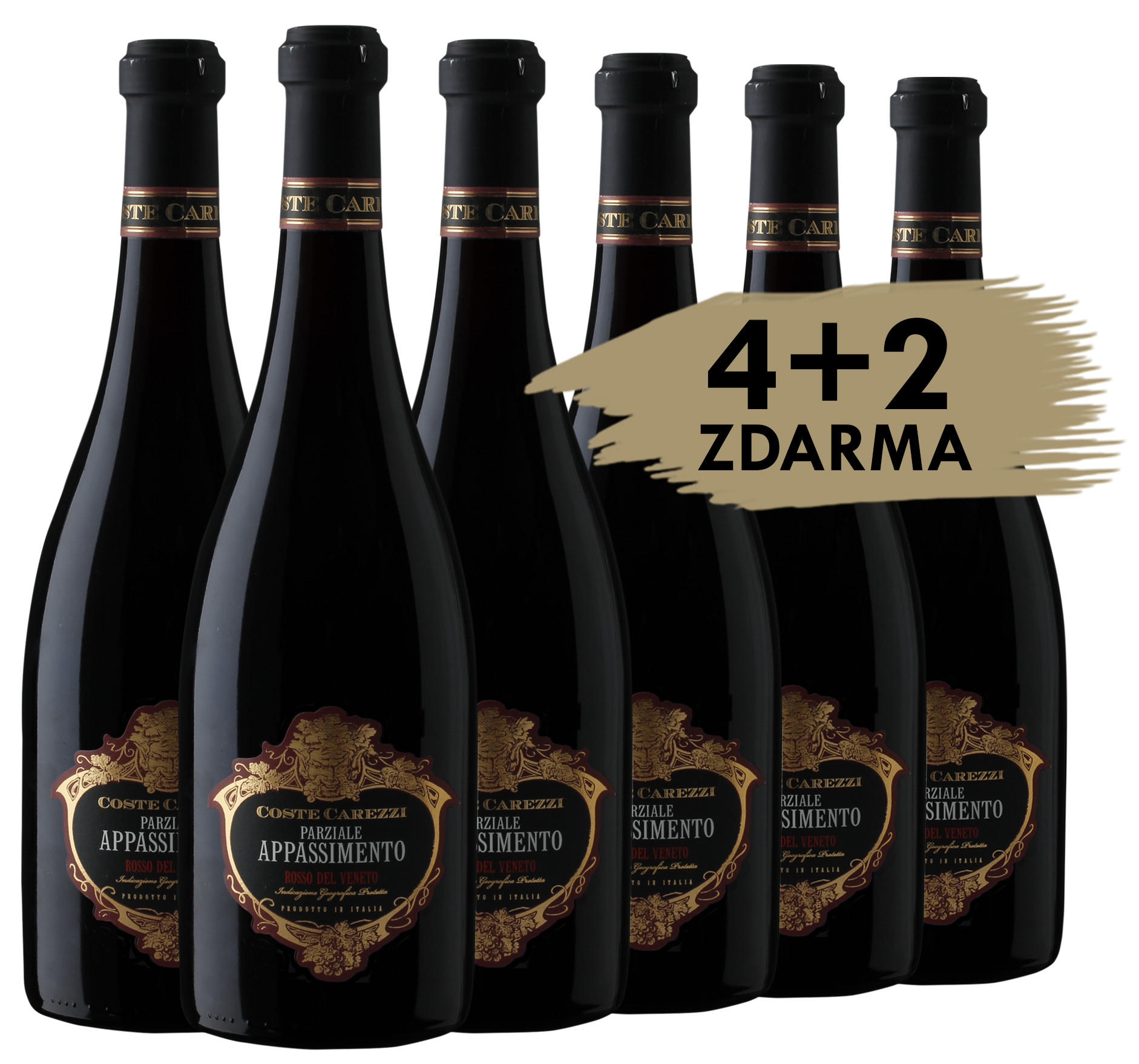 4+2 zdarma - Coste Carezzi Rosso Appassimento Puglia IGP 2022, 6x0,75l