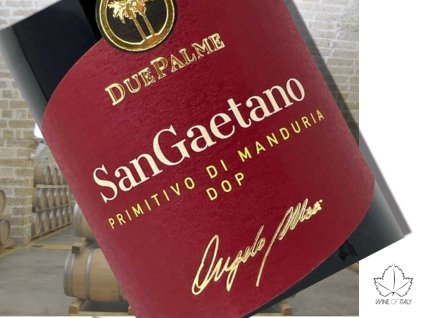 Primitivo di Manduria SANGAETANO DOP  Due Palme label