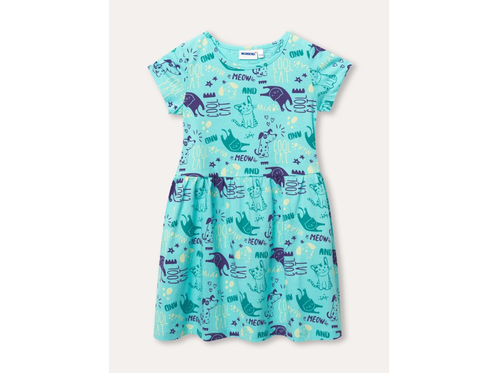 Dívčí šaty Cool Cat - tyrkysová 