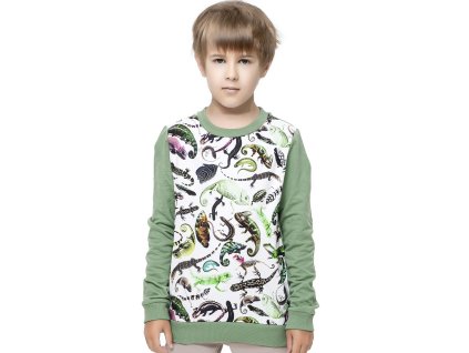Chlapecká mikina Reptiles - zelená - velikost 152