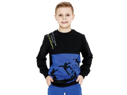 Chlapecká mikina Skate - černá/kobaltová - velikost 164