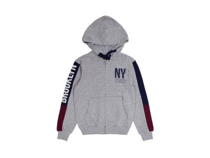 Chlapecká mikina na zip Brooklyn - šedý melanž - velikost 164