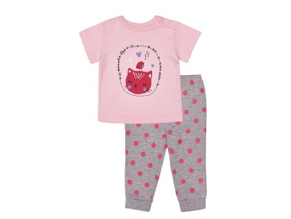 Kojenecké pyžamo Růžová/Šedý melanž 100% bavlna