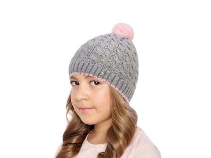 Dívčí pletená čepice - 9489 - světle šedá