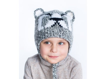 Chlapecká pletená čepice - 7958 - šedo-modrá