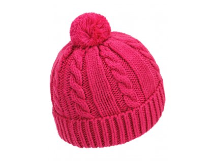 Dívčí pletená čepice - 0183 - tmavě růžová