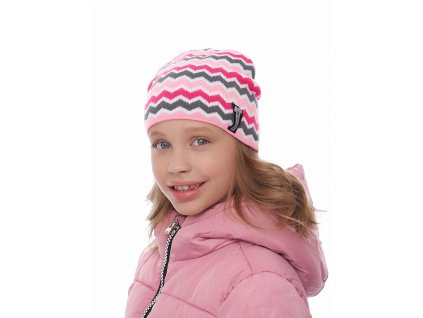 Dívčí pletená čepice - 9413 - malinová
