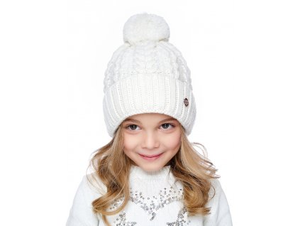 Dívčí pletená čepice - 9424 - bílá