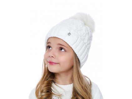 Dívčí pletená čepice - 9480 - bílá